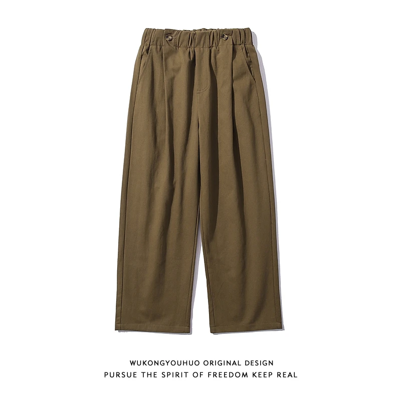 

Street Sle прямые брюки для спецодежды, мужские свободные широкие брюки, однотонные повседневные длинные брюки в стиле ретро, всесезонные