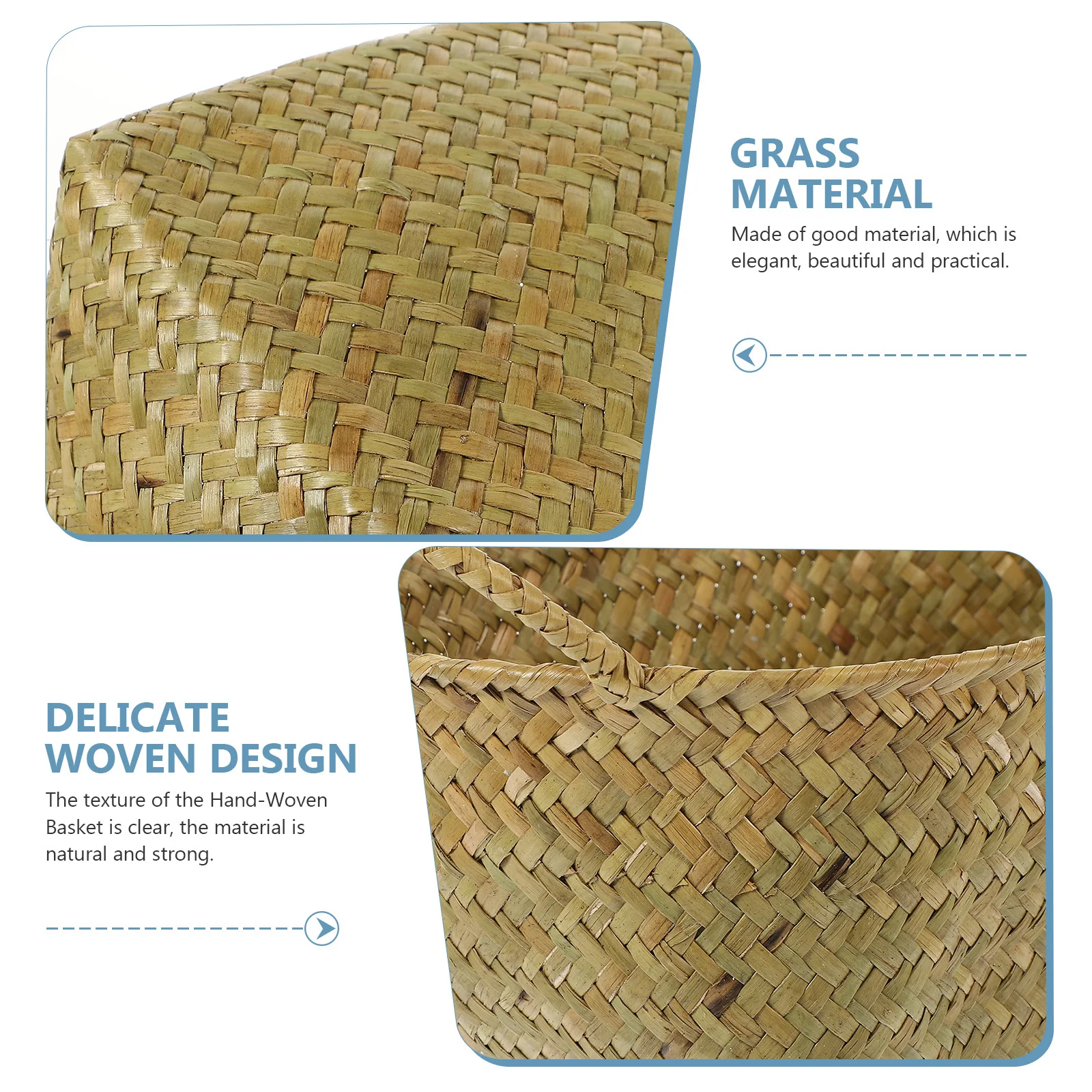 

Grass Woven Storage Basket Small Desktop Organizer For Home Office Bedroom Sundry Holder Natural Fiber Makeup Brush