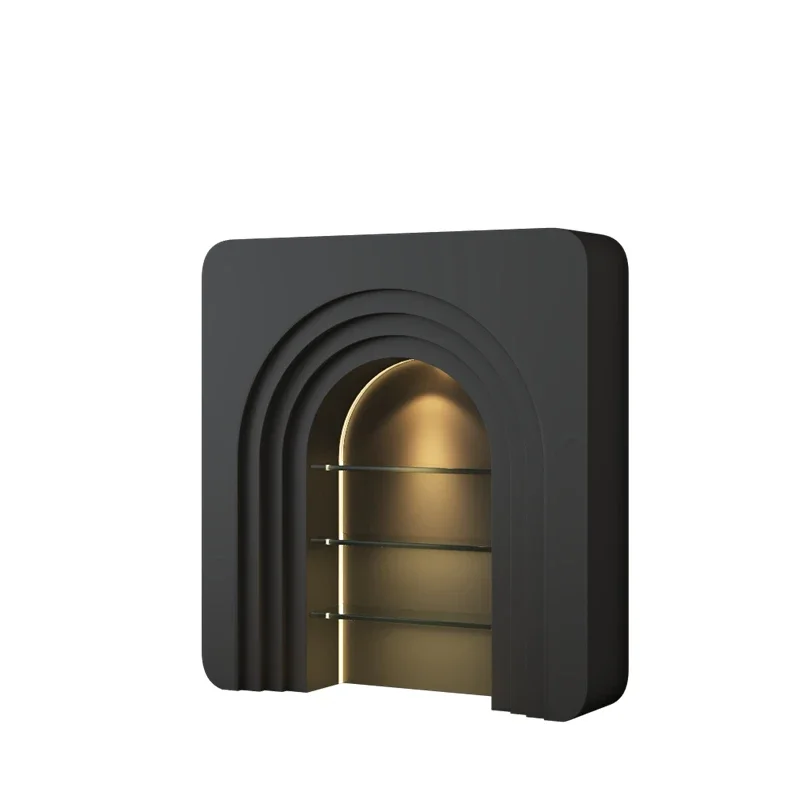 French ins style living room decoration cabinet simulation fireplace Nordic black display entrance cabinet American shelf simple