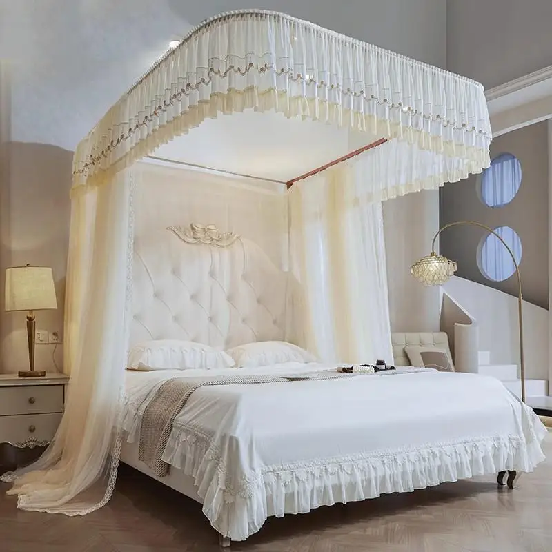 

U-shaped Guide Rail Mosquito Net Household Bedroom Advanced Installation-free Bracket Rod Thickened Track Telescopic Landing