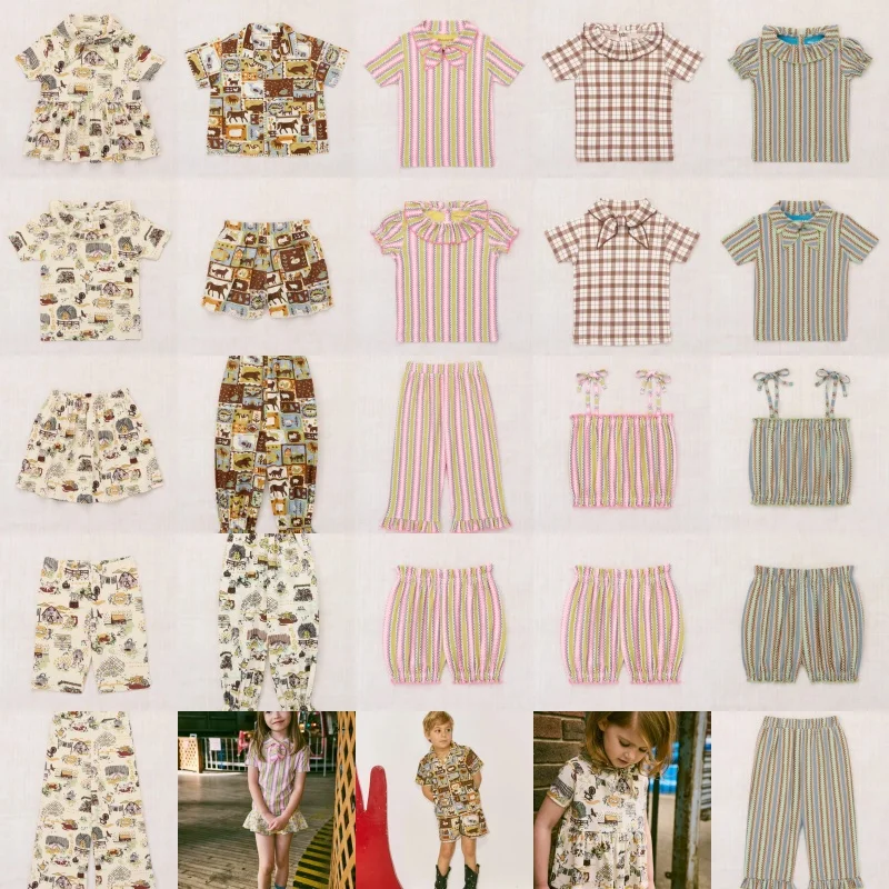 Kids Sets26 Ss MP Short Sleeve Farm Collection Printed Short Sleeve T-Shirts Boy Shorts Tops Pants Vests and Girl Casual Dress