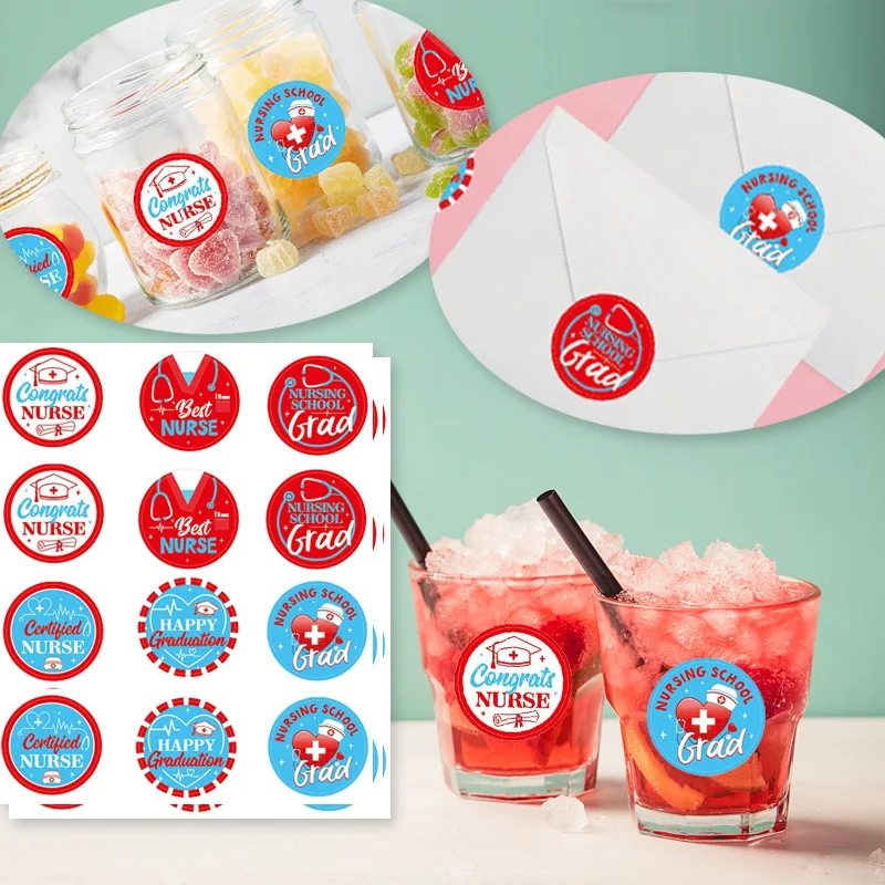 3 Sheets(36pcs) Nurse Graduate Stickers for Envelope Seal Labels Gift Packaging Birthday Nurse Graduation Party Decorations