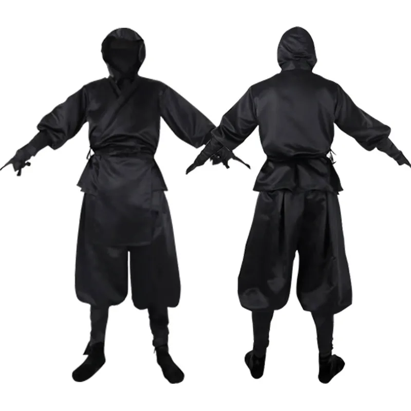 Cool Ninja Halloween Costumes Japanese Men Women Black Ninja Cosplay Suit Set Top Pants Performance Costume Clothes