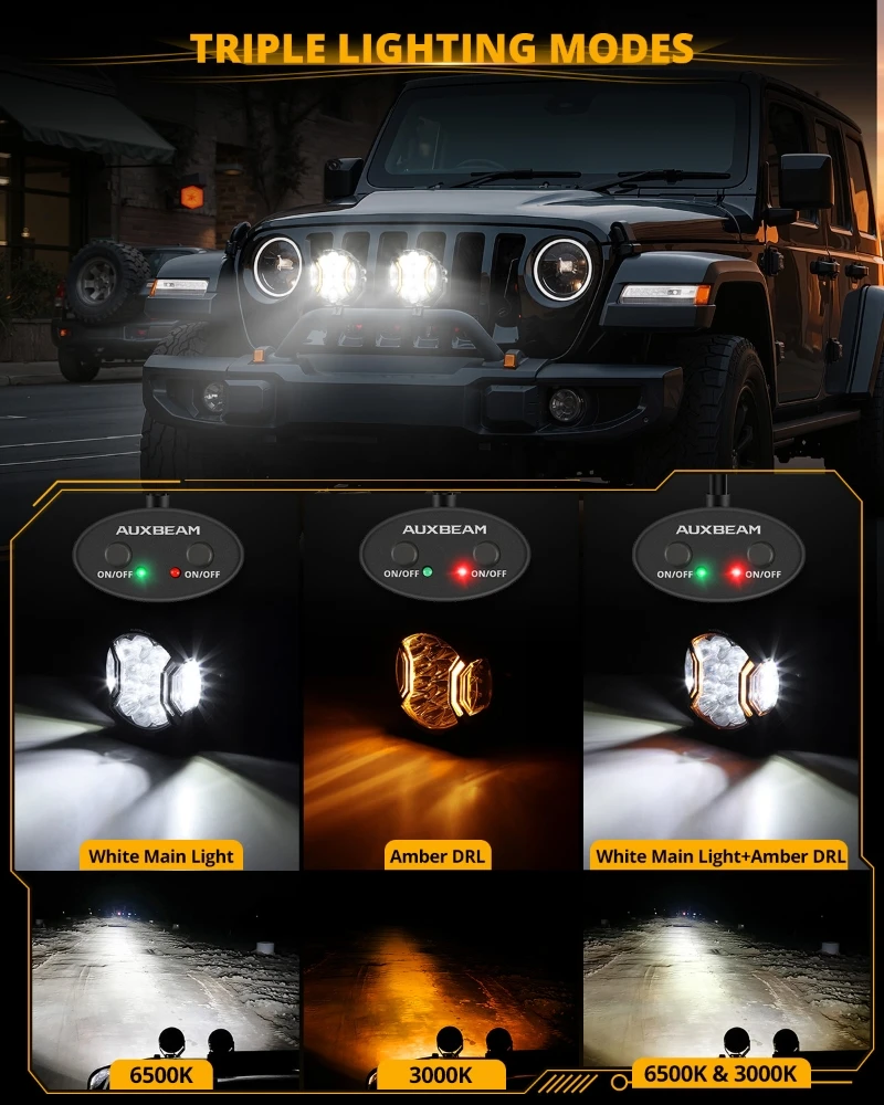 AUXBEAM 1 Pair LED Driving Lights 3/5/7inch Round LED Pod Light Front Bumper / Roof / A-Pillar Work Light  V-ULTRA SERIES