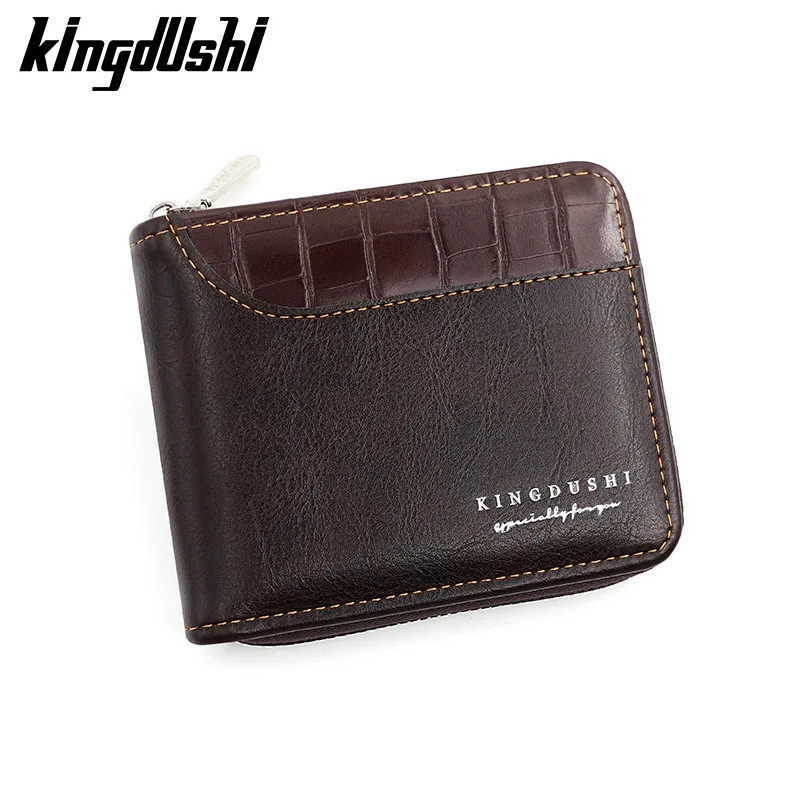 Europe and The United States Men's Short Wallet Splicing Stone Pattern Chain Hinge Coin Wallet Multi-card Money Clip