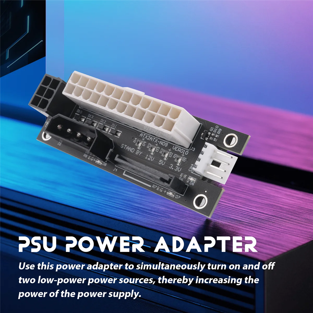 A39U 4 in 1 Molex 4Pin/SATA/ATX 6Pin/4Pin Dual PSU Mehrere Netzteil Adapter Synchron Power Board 2PSU mit LED