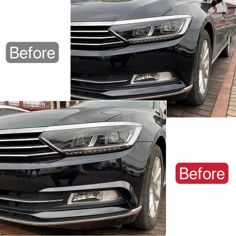 Fit For VW Passat Variant B8 2017-2018 2Pcs Auto Front Bumper Fog Light Lamp Strip ABS Car Styling Decoration Trim