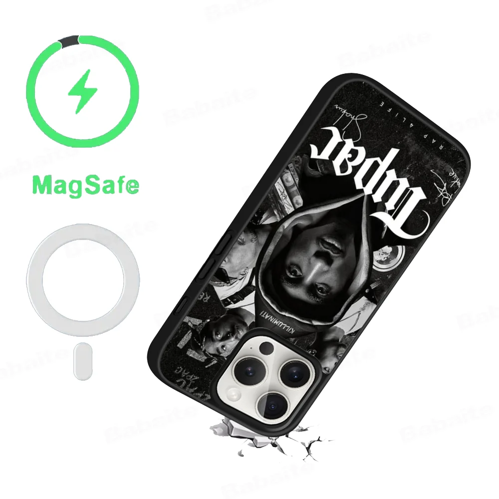 Rap Singer Tupac Shakur Phone Case For iPhone 15 Pro Max Case 14 Plus 13 12 11 Magesafe Magnetic Wireless Charge Cover