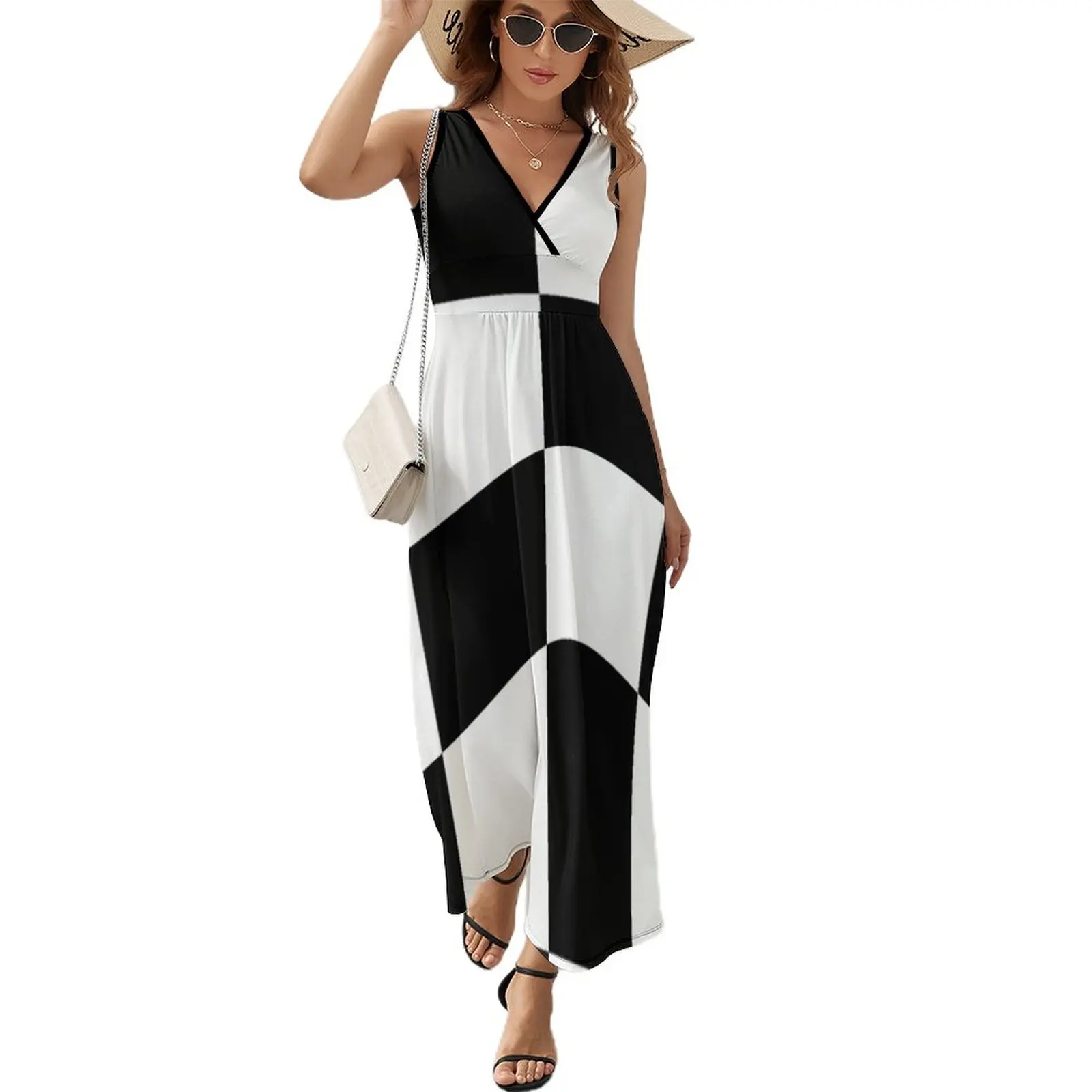 

Checkmate Sleeveless Dress Beachwear luxury woman party dress