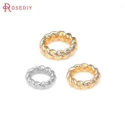50PCS 4MM 6MM 8MM 18K Gold Color Brass Twisted Wire Rings Closed Rings Jewelry Making Supplies Diy Findings Accessories