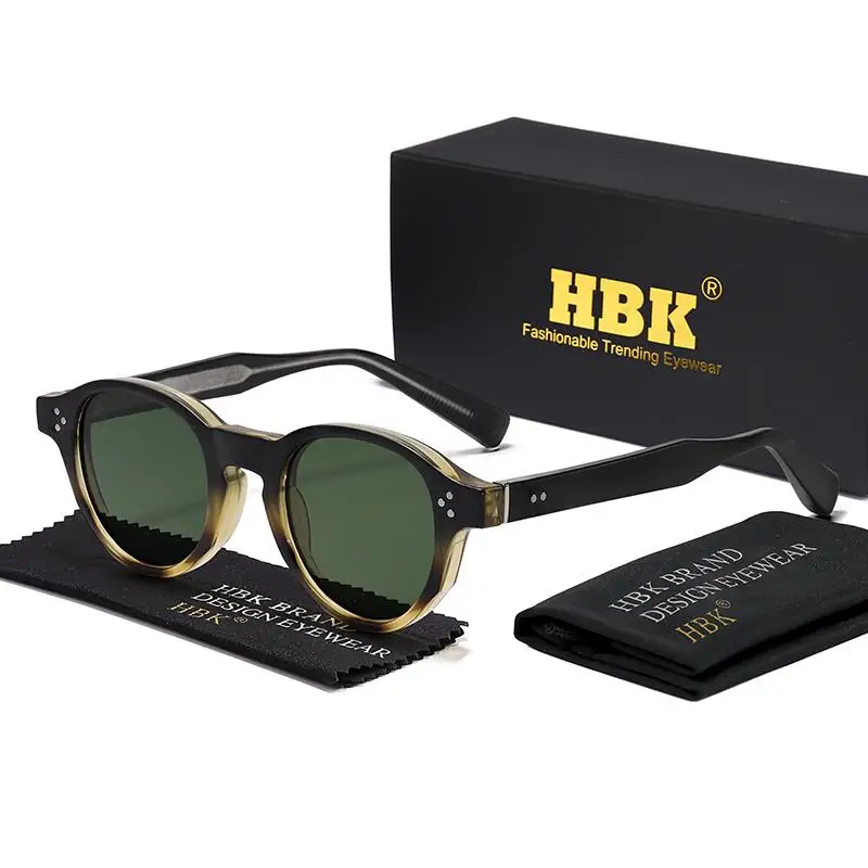 HBK Retro Einfache Herren-Sonnenbrille, runder Kern, Einsatzbein, Luxus-Sonnenbrille, Damen, Outdoor, Party, Urlaub, Reisen, ideale Wahl – Detail 6