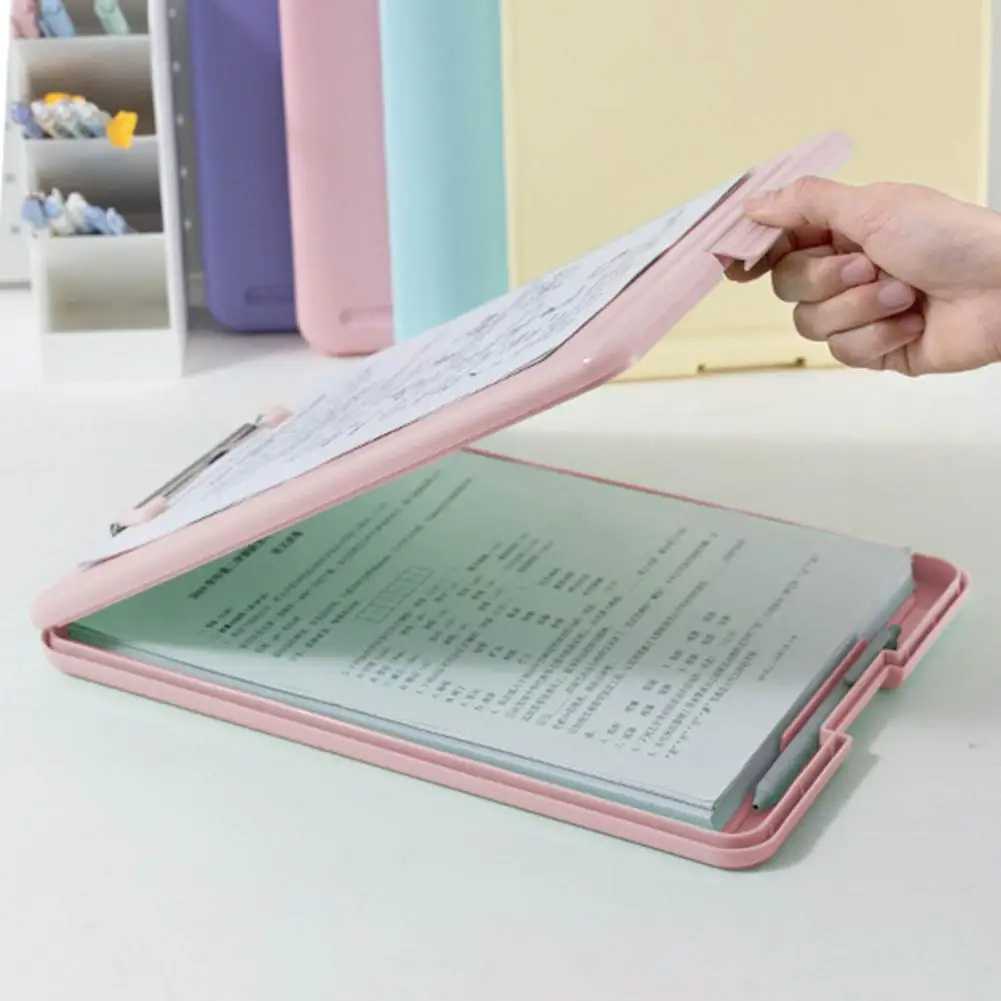 Paper Storage with Writing Board Portable Storage Clipboard with Pen Holder Lightweight File Box for Home School Office