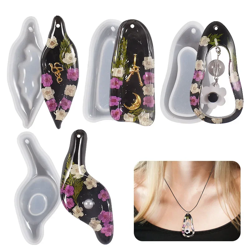 

Crystal Epoxy Resin Irregular Pendant Molds Jewelry Vintage Necklace Silicone Mold