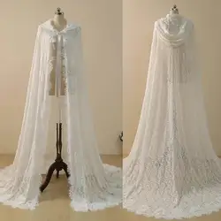 Vintage Wedding Veil  One Layer Long  Mermaid Bride Dresses Cap  Sleeveless Lace Up With Hooded Wrap Customized