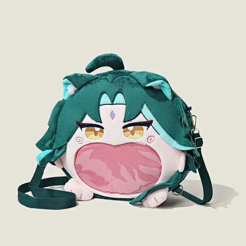 Genshin Impact Plush Itabag Furina Wanderer Xiao Anime Cartoon Figures Big-mouth Messenger Bag For Students Xmas Party Gifts