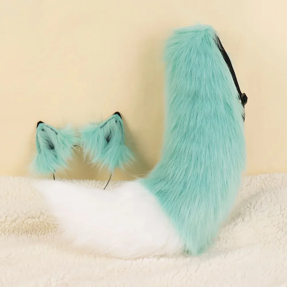 Halloween Simulation Wolf Tail Suit Plush Wolf Ears Handmade Fox Ears Men and Women Cosplay Comic Show Props