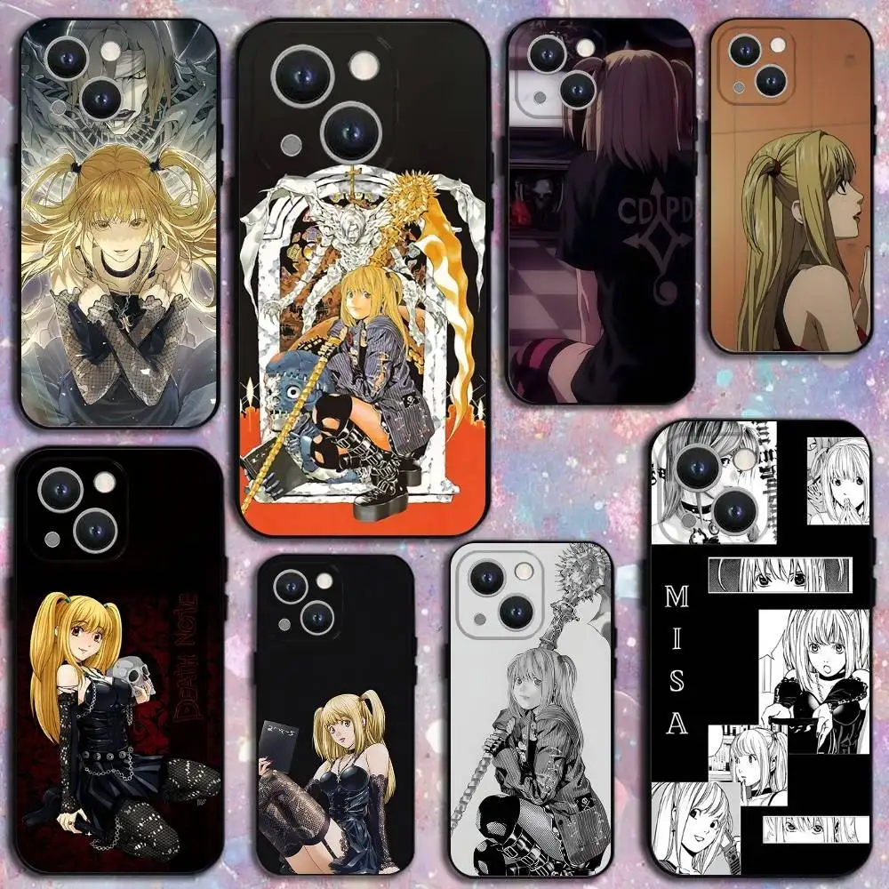 

Misa anime D-Death N-Note Phone Case For iPhone 16,15,14,13,12,11 Plus,Pro Max,XS,X,XR,SE,Mini,8,7,Soft Silicone Black Cover