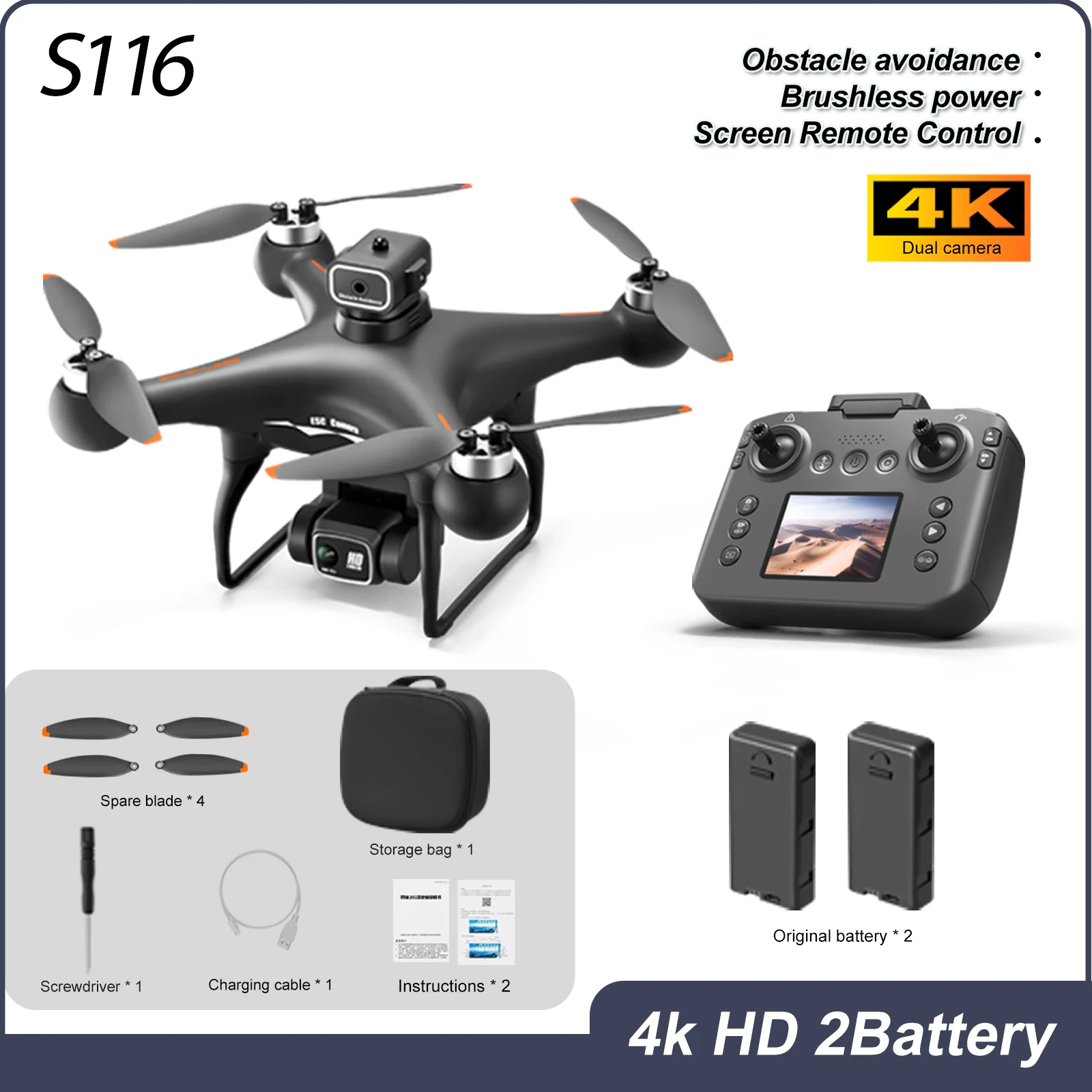 ZNLYRION S116 RC Drone Brushless Motor Long Flight Time WIFI Real Time Image Transmission Carry Bag Included view 7