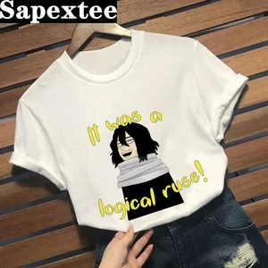 Frau My Hero Print T-Shirt Academy, kurzärmeliges Top, O-Kriechter, Kurzarm, lässig, einfach, nicht heute, Aizawa, Gummikopf, Harajuku 6 Hauptverkäufe Aizawa - №2