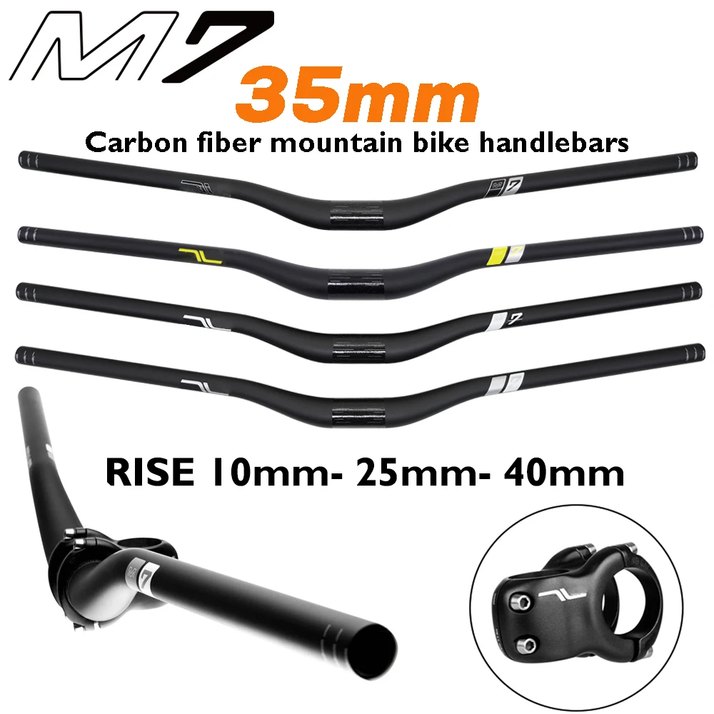 M7 Carbon MTB Handlebar, 35mmClamp 800mm Width, 10/25/40mm Rise, 8° Backsweep 4° Upsweep, 240-260g for Enduro/Downhill Bikes