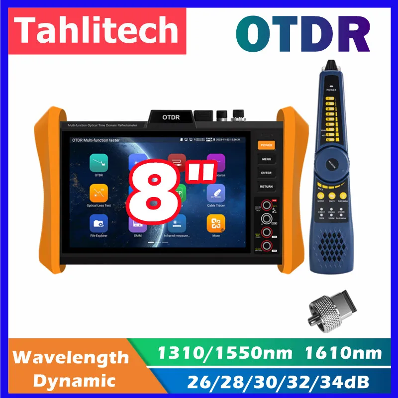 8-Inch OTDR Optical Fiber Network Cable Test PDF Report Event Map UTP RJ45 TDR cable test Gigabit SFP optical fiber module port