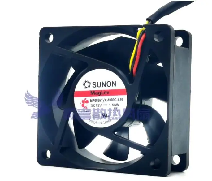 Ventilador de refrigeração do servidor SUNON-3-Wire, DC 12V, 1.56W, 60x60x25mm