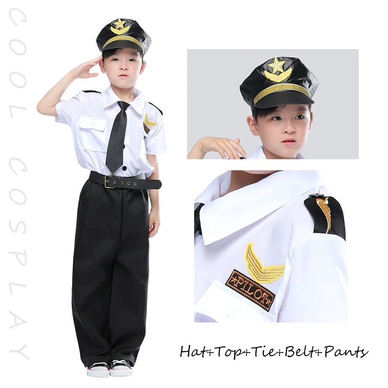 أزياء الأطفال الطيارين الأطفال تأثيري الدعاوى للبنين بنات موضوع المهنية ملابس تنكرية للحفلات زي أداء الهالوين #1