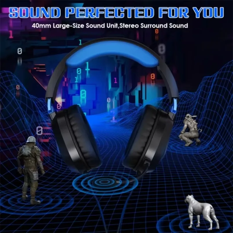Universal 3.5mm Wired Gaming Headset Compatible with PS5 Xbox PC Mobile Tablet Stereo Mic Inline Control Cross Platform Audio
