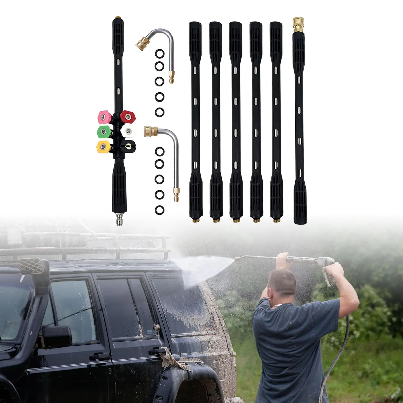 9 Power Washer Gutter Cleaning Tools High Pressure Power Washer Extension Rod Gutter Cleaner Attachment for Pressure Washer Car