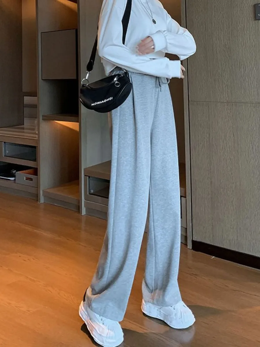 

Thickened Fleece Wide Leg Pants Women Autumn Winter Loose Slimming Casual Sports Outerwear Knee Protection Health Ring