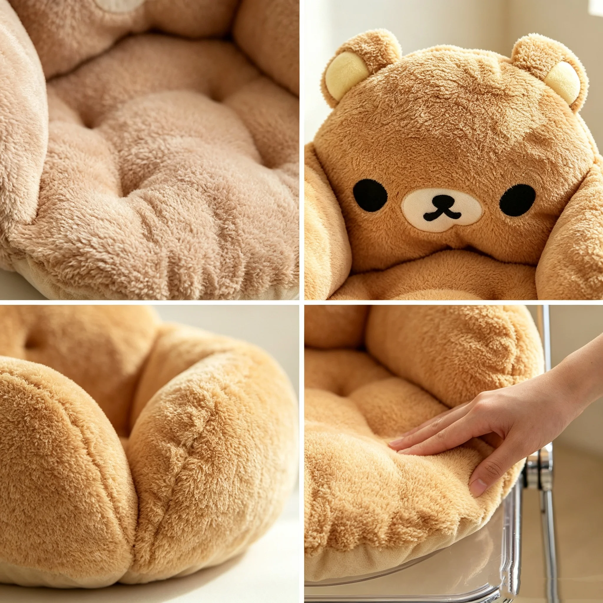 Cute and relaxed bear half surrounded cushion, office dormitory cushion, backrest integrated, thick bedroom e-sports chair cushi