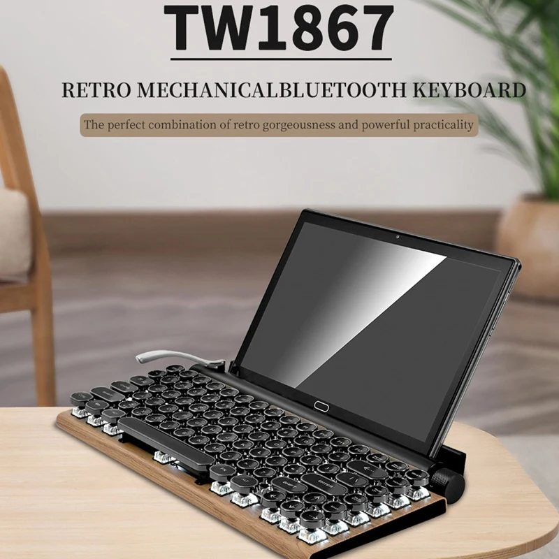 New 83 Keys Gaming Keyboards Retro Typewriter Keyboard Wireless Bluetooth Keyboard USB Mechanical Punk Keycaps For PC