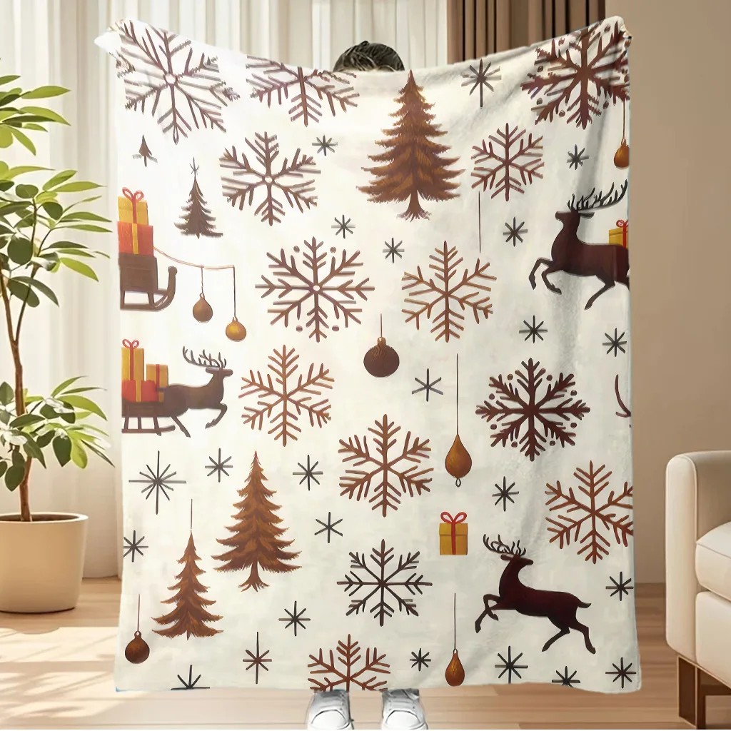 Merry Christmas Blanket Christmas Tree Gingerbread Man Red Flannel Blanket for New Year Christmas Gift for Family Nana Mon Dad