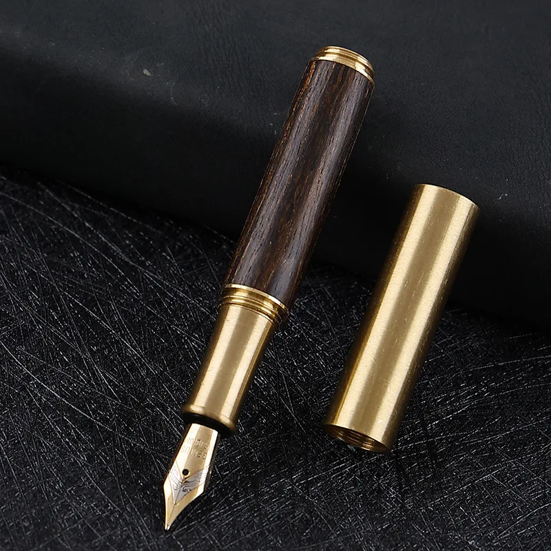 Luxury Retro Metal Fountain Pen for Students Brass Wood Pens Mini Portable Writting School Office Supplies Customized Name Gift