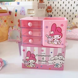 Sanrio Cinnamoroll Hello Kitty Kulomi Creative Cartoon Cute My Melody Storage Box Drawer Stackable Square Dressing Table