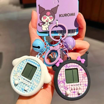 Sanrio Cinnamoroll Kuromi benim melodi anahtarlık Mini oyun konsolu pratik oyuncak yaratıcılık çanta kolye askı süsleri hediye