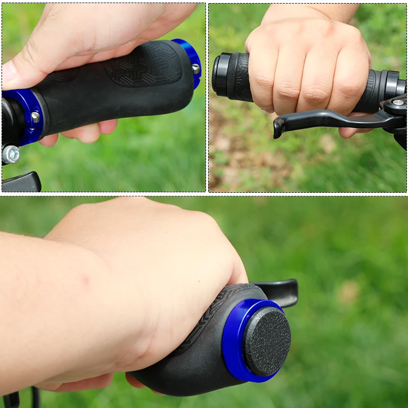 Dual Ring Lock Long Short Handlebar Grips Streamlined MTB Folding Bicycle Hand Rest Scooter Swivel Bar Ends Rubber Casing Sheath