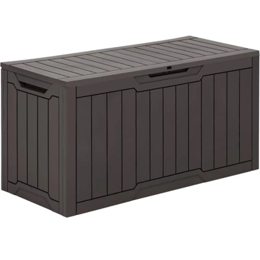 

Уличный ящик для хранения объемом 80 галлонов, большой водонепроницаемый контейнер из полимерной смолы для патио, сада, использования внутри и снаружи помещений, запираемый контейнер для хранения