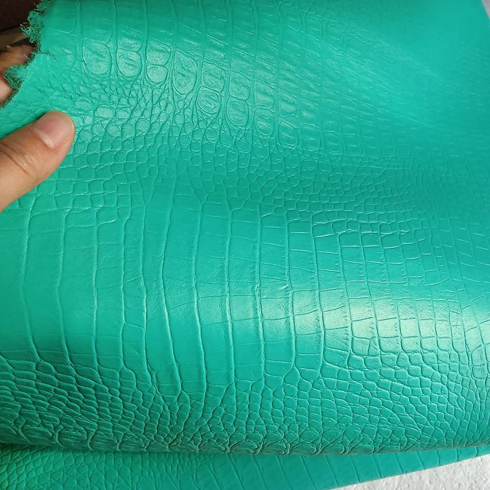 Leather Head Layer Cowhide Embossed Leather Handmade DIY Custom, Green Crocodile, Snake Pattern, Chrome Tanned Leather, 1.7mm