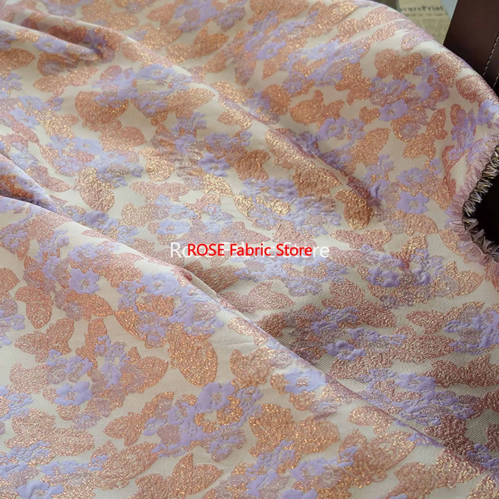 

1 meter Exquisite Gold Silk Relief Jacquard Fabric Fashion Dress Puffy Skirt Bag Decorative Sewing Fabric
