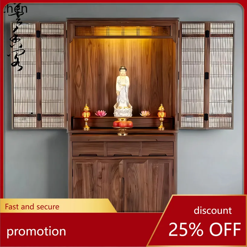 

Буддийский алтарь из массива черного ореха, большой стол для подношений, шкаф для хранения для дома, гостиной или буддийского зала