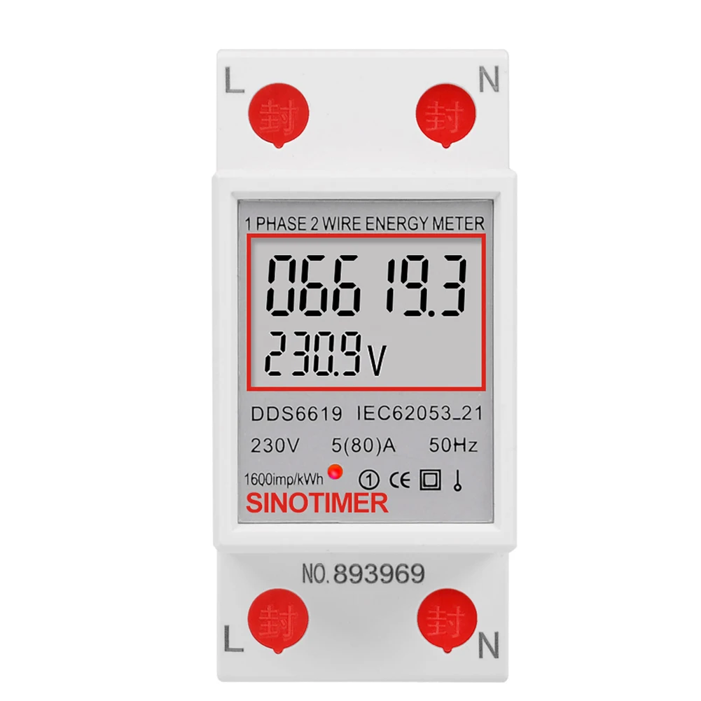 Cyfrowy monitor energii elektrycznej Super energooszczędny jednofazowy licznik energii Wyświetlacz LCD 220 V 230 V 50 60 Hz Instalacja wewnętrzna