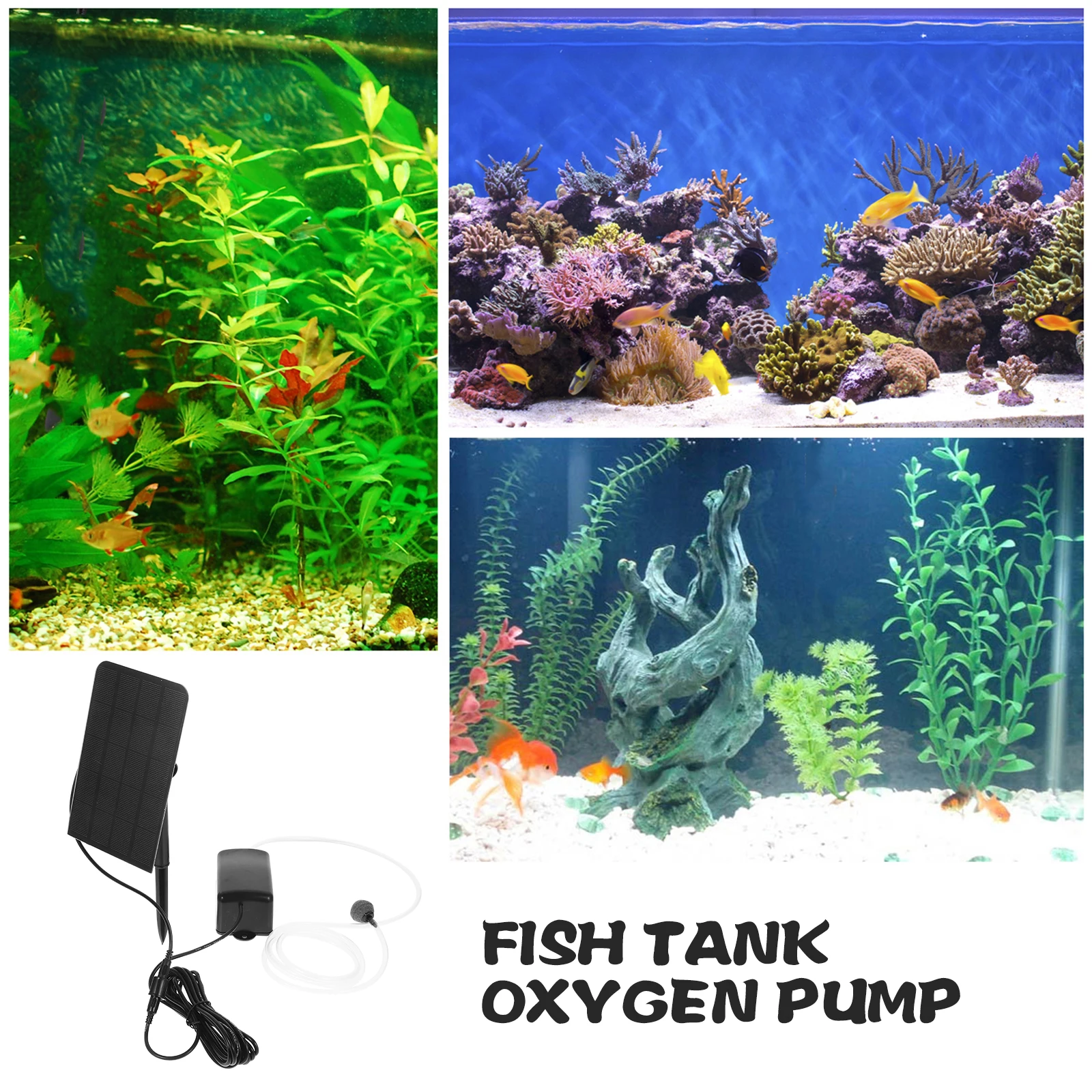 

Feeder Solar Oxygen Pump Air Fish Tank Silent Silicon Crystal Rechargeable Aerator