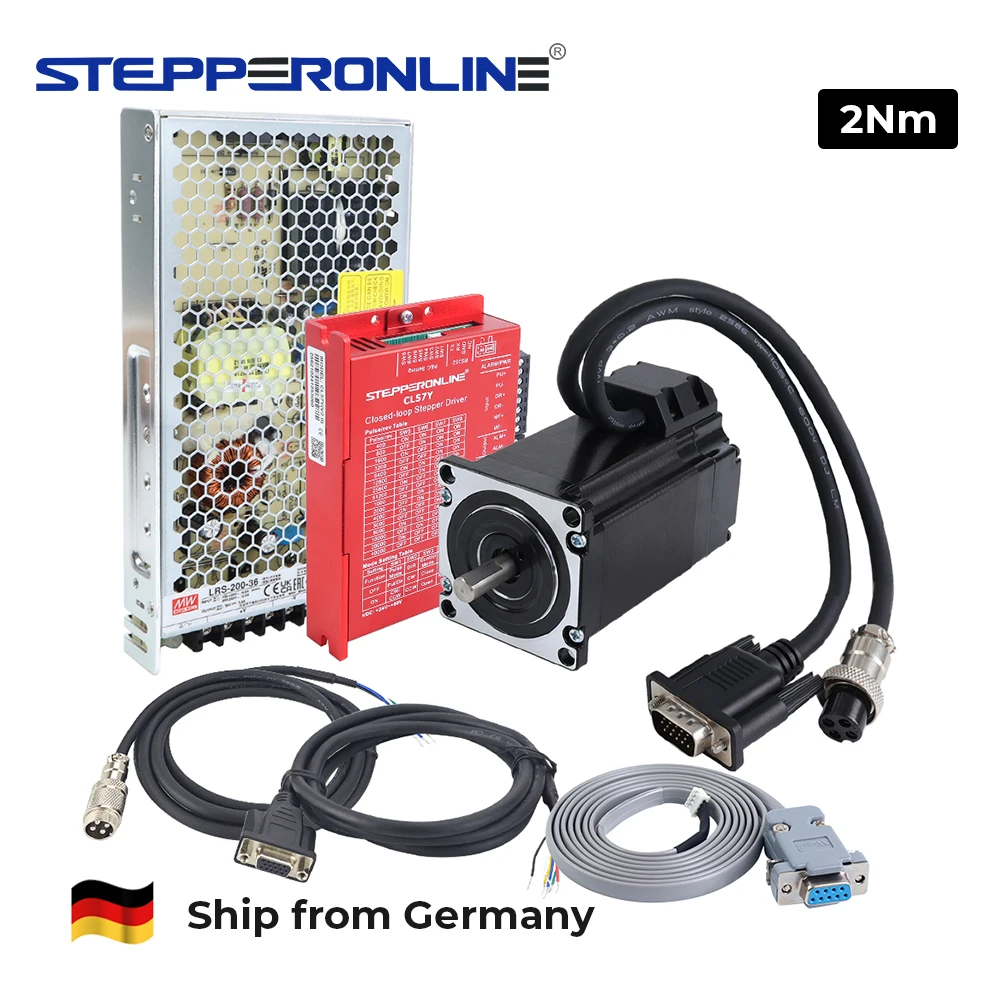 Image of STEPPERONLINE EU-Versand 1-Achsen Nema23 2Nm Closed-Loop Schrittmotor und Servo-Treiber CL57Y 0-7A 24-50VDC mit 2 Stück Gratis-Kabelset