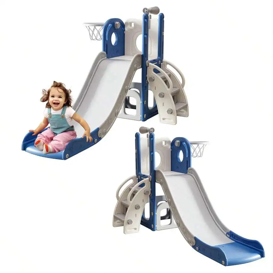 Toddler Slide, Kids Slide For Toddlers Indoor Playset For Toddlers With Basketball Hoop And Ball Playset Telescope