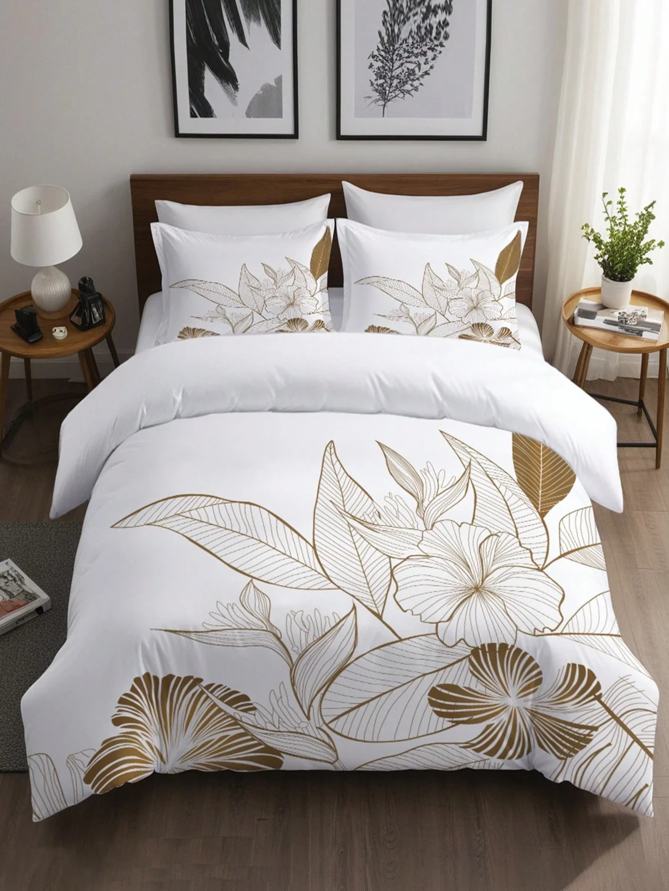 

3pcs Elegant Floral Print Duvet Cover Set Without Core Simple Style Bedding Sets 100% Polyester Room Decor Single Twin Full Size