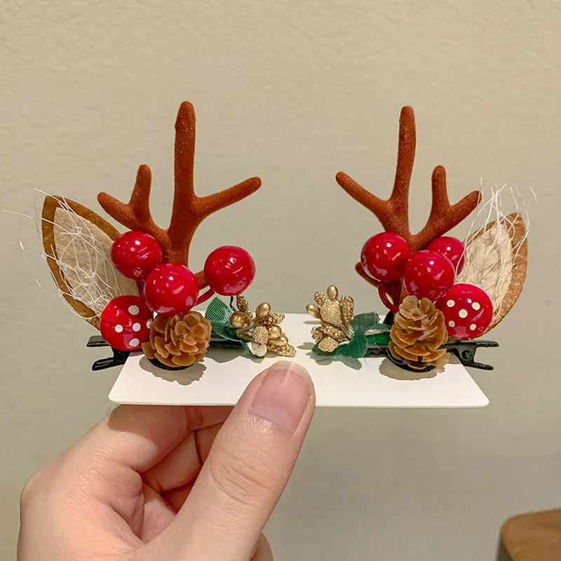 New Christmas Hairpin Antler Hair Clips Deer Ear Christmas Party Headbands Festival Rubber Bands Ball Hair Accessories Gifts