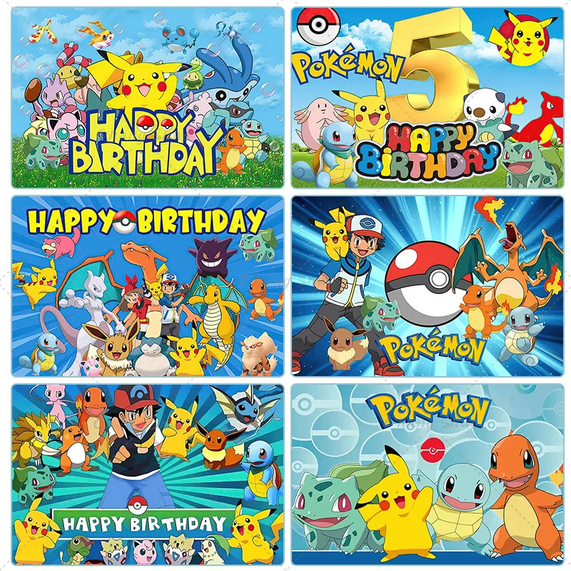 

Pokemon Pikachu Backdrop Decoration Animation Photography Backdrop Banner Poster Happy Birthday Party Children Boy Baby Shower