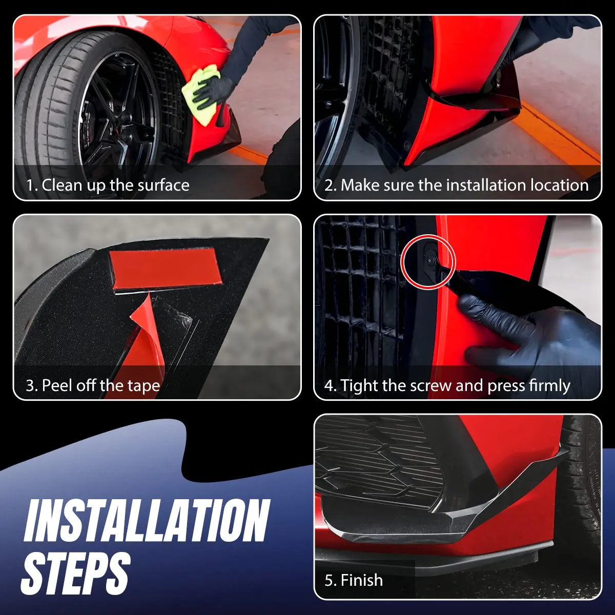 سيارة الجانب الجسم الوفير تنفيس الهواء زعانف الكسوة ل كورفيت C8 كوبيه للتحويل HTC ستينغراي Canards 2020 2021 2022 2023 2024 #3