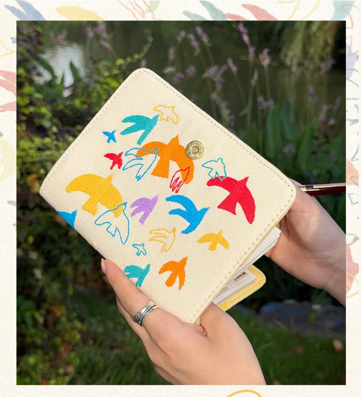 A6 Handbook Canvas Embroidery and Flat Pigeon Pattern Portable Handbook Notebook Free Filling Weekly Plan Schedule Book